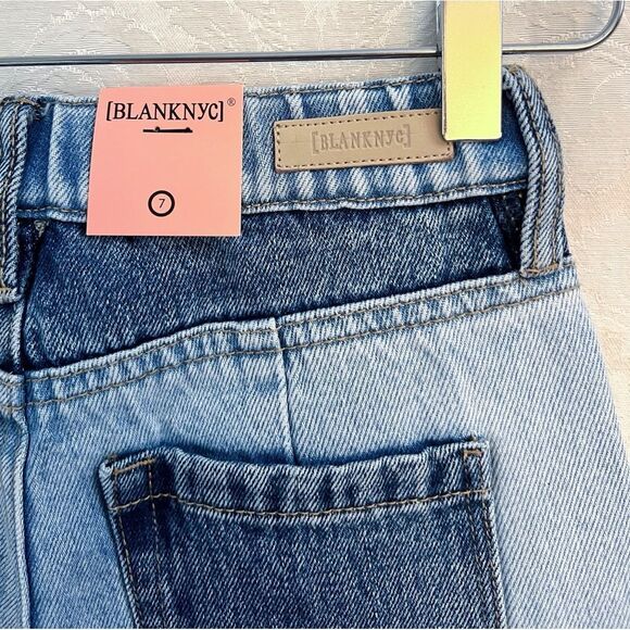 Blank NYC Girls' NWT Fare Warning Color Blocked Cropped Jeans Size 7 Kids New - Picture 7 of 11